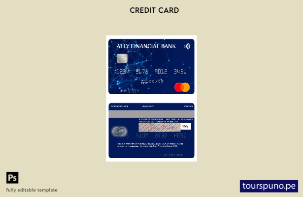 lista para imprimir plantilla de tarjeta mastercard de USA Ally Financial Bank
